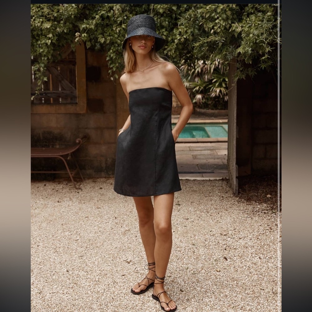 DAPHNE BLACK LINEN MINI